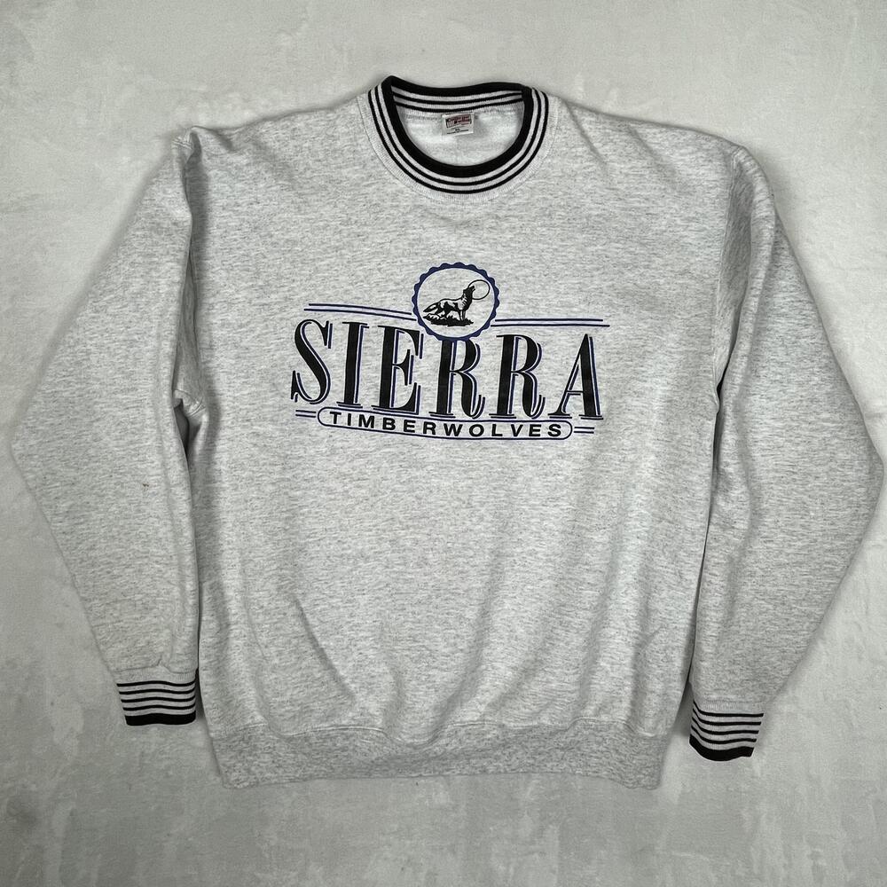 Vintage Sierra Timberwolves Sweatshirt Mens XL Gray College House Graphic Fleece